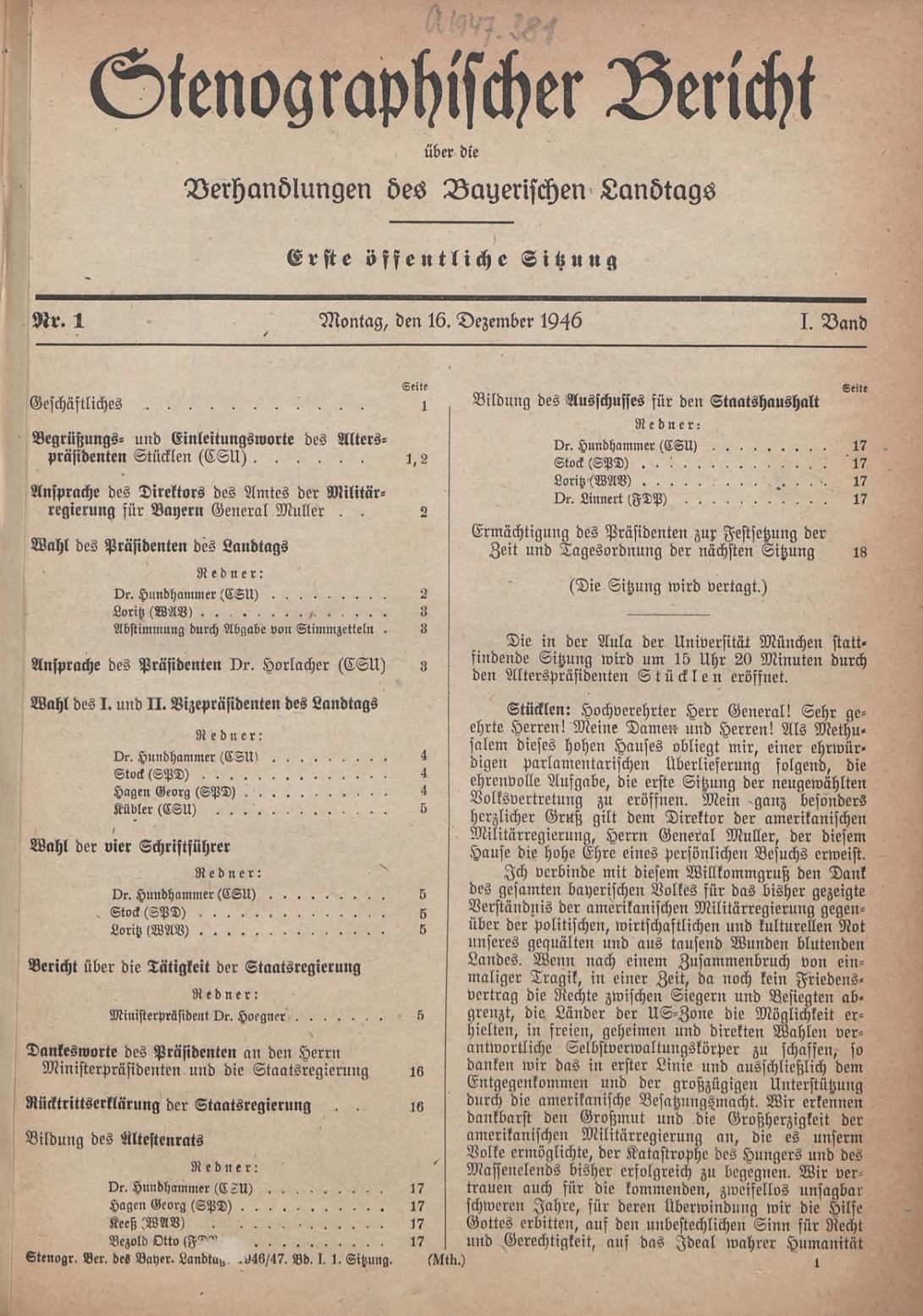 Stenografischer Bericht