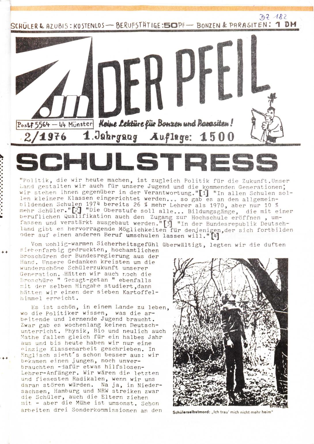 Titelseite Der Pfeil 2/1976